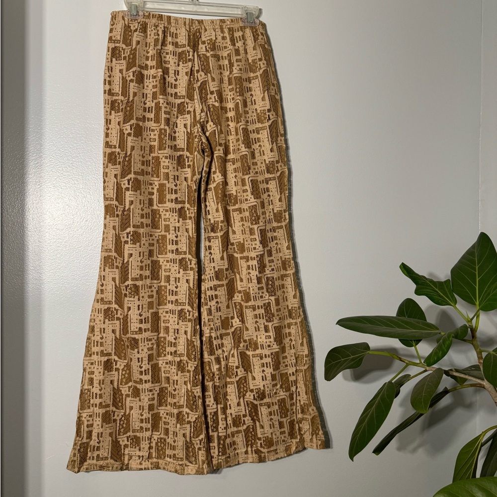 Brown Patterned Wide-Leg Pants - Picture 3 of 8